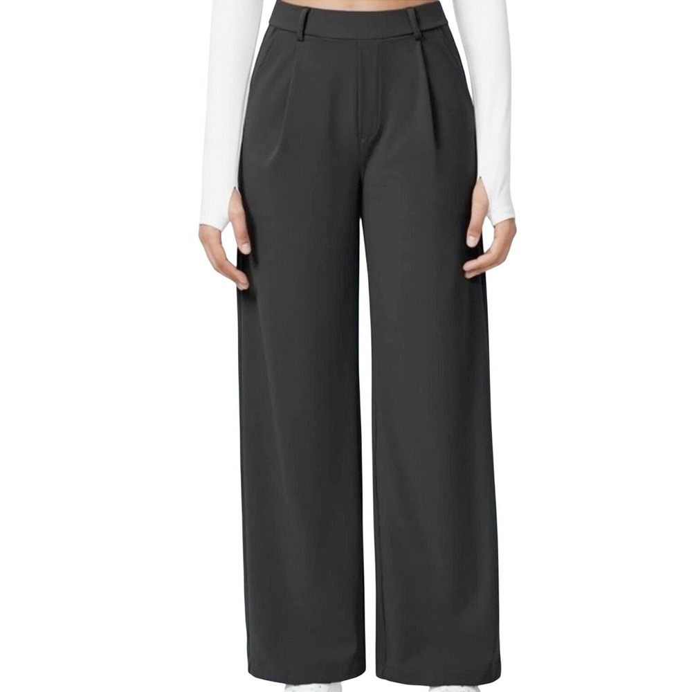 Halara Flex Black High Waisted Wide Leg Pleated Trousers Tall Size Medium NWOT